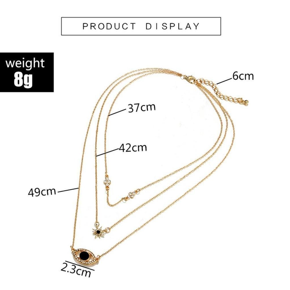 Evil Eye Lucky Turkish Pendant Multi-layer Necklace Chain Choker - Picture 3 of 6